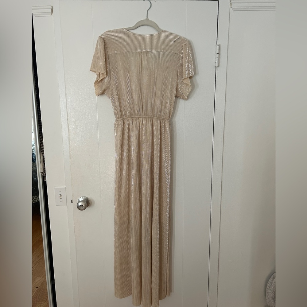 Baltic Born Pleated Champagne Maxi Dress Cocktail Fancy Event New Years Eve - Picture 6 of 11
